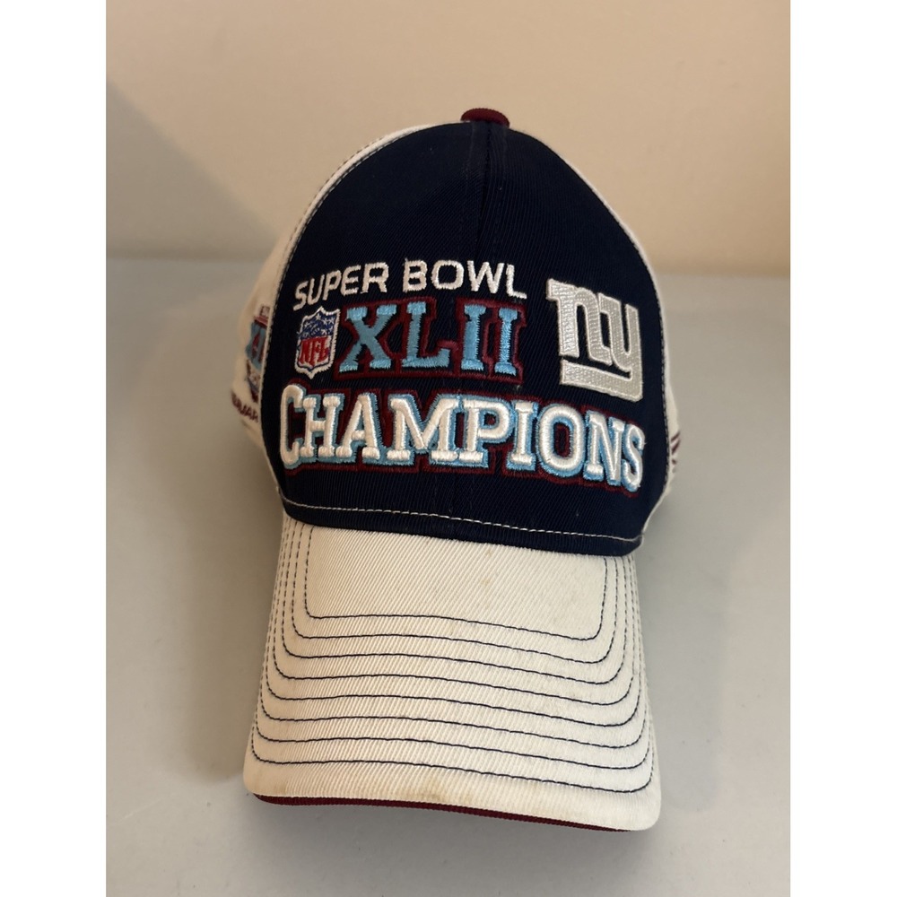NEW YORK GIANTS NY Super Bowl XLII Champions Hat Cap Strap Back White NFL